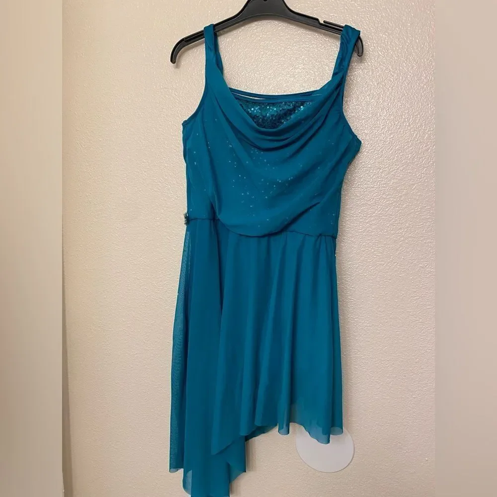 WEISSMAN solo Dance Costume lyrical aqua blue teal Original 16695 LA-Large adult